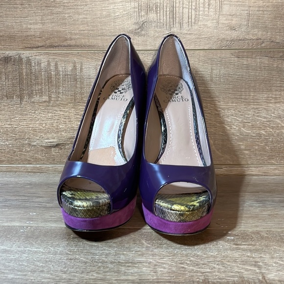 Vince Camuto‎ Graph Peep-Top Platform Purple Python Peep Toe Heels - Picture 6 of 15